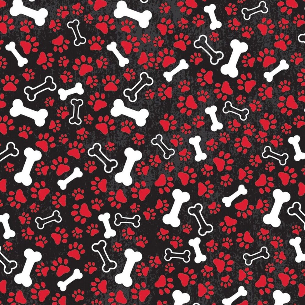 Bones and Paws Bandana Red and Black, dog, craft, costume, kids, adult NEW